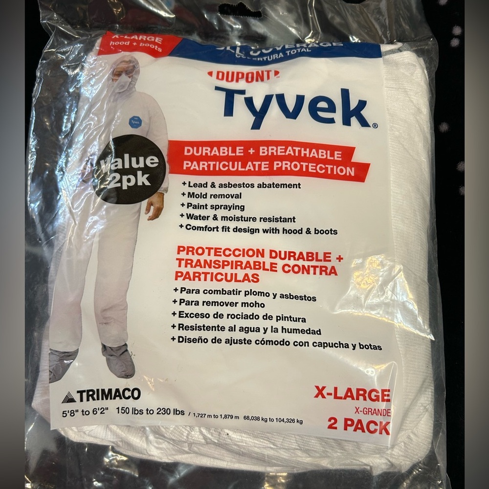 DuPont Tyvek Personal Protective Equipment Size XL 2 Pack NWT